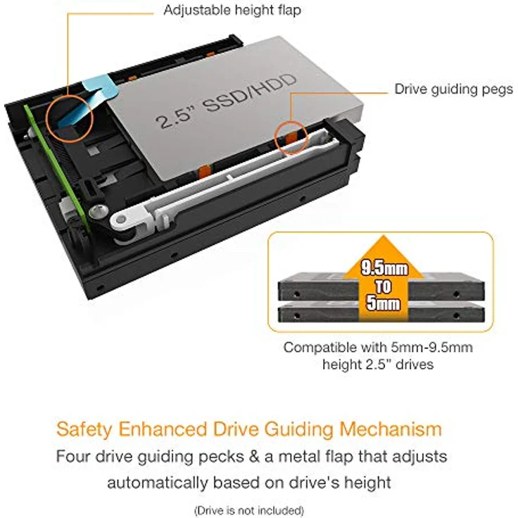 ICY DOCK flexiDOCK MB522SP-B - Dock trägerlos für 2X 2,5 Zoll (6,4cm) SATA SSD-HDD in 1x 3,5 Zoll (8,9cm) – Bild 6