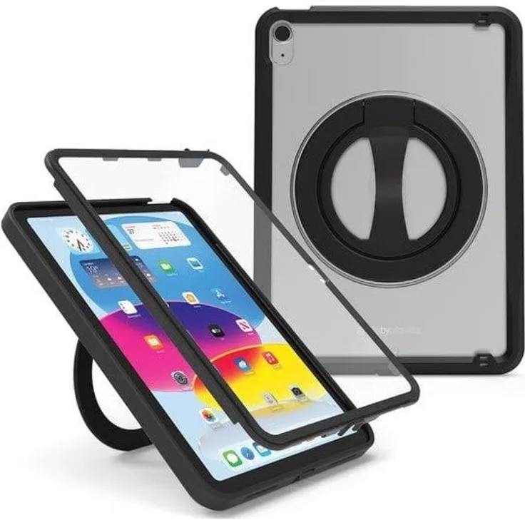 Pipetto iPad 10.9" (10:th gen) X-Case, Tablet-Tasche in Schwarz mit transparentem Cover