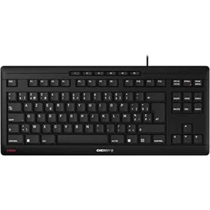 CHERRY STREAM KEYBOARD TKL, Belgisches Layout, AZERTY Tastatur, kabelgebundene Tastatur, Blauer Engel, SX Scherenmechanik, flüsterleiser Tastenanschlag, schwarz – Bild 1