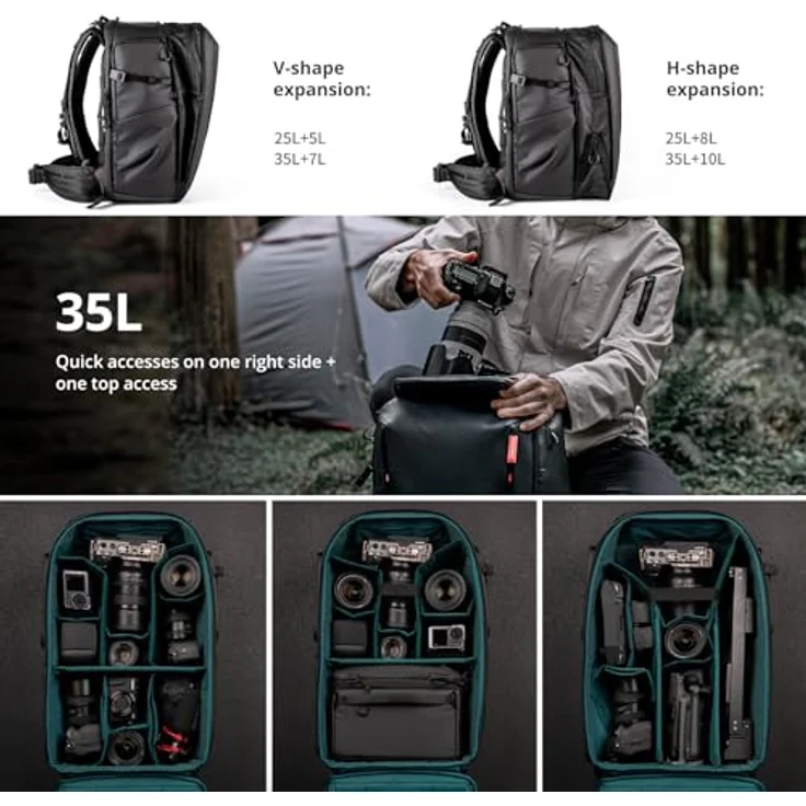 PGYTECH OneMo 2 Kamerarucksack 25-33L, wasserdichter Fotorucksack mit Laptopfach für DSLR und Drohnen, schwarz – Bild 2