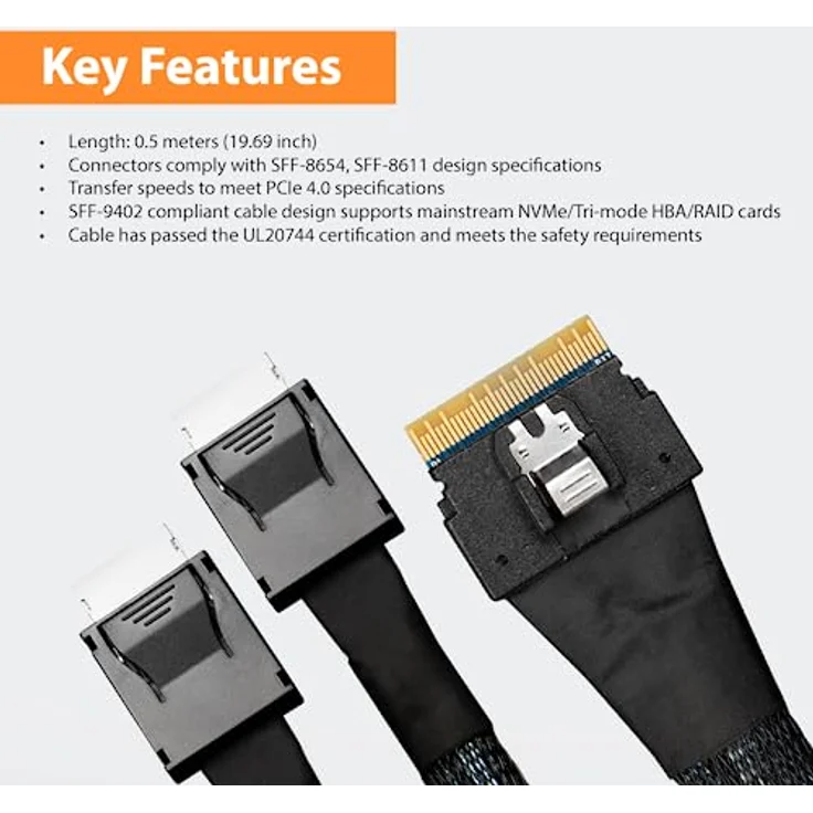 Icy Dock SlimSAS 8i to 2 x OCulink 4i Kabel, PCIe 4.0, Hochgeschwindigkeitsdatenübertragung – Bild 7