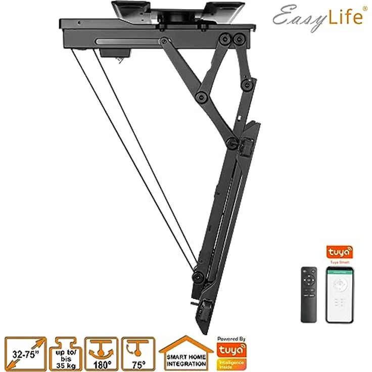 EasyLife TV Deckenhalter elektrisch drehbar für 32-75 Zoll, VESA bis 600x400, smarte Steuerung mit Fernbedienung, schwarz – Bild 7