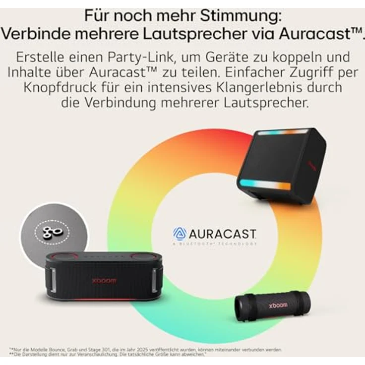 LG xboom Bounce by will.i.am, tragbarer Bluetooth-Lautsprecher mit IP67, 30 Std. Akkulaufzeit, Signature Sound, Schwarz [Modelljahr: 2025] – Bild 3