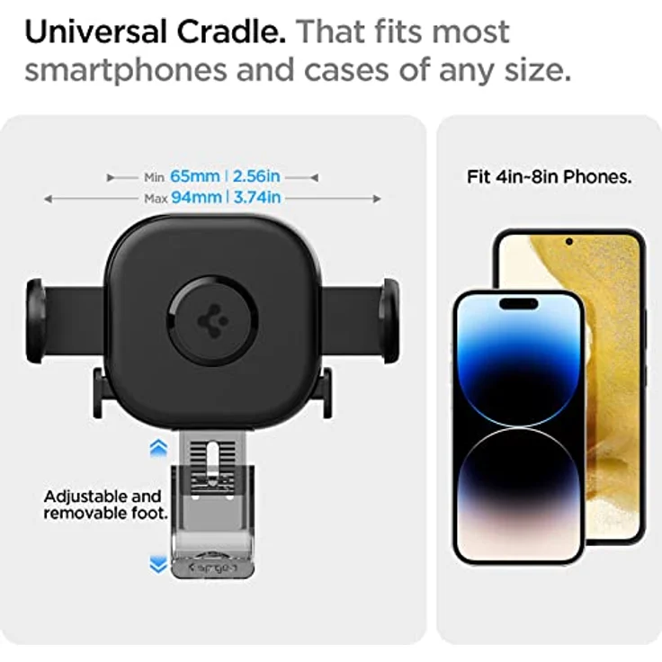 Spigen UTS12 OneTap Universal-Autohalterung, Smartphone Halterung für Lüftungsöffnungen, schwarz, 360° drehbar, kompatibel mit Geräten von 65-94 mm – Bild 7