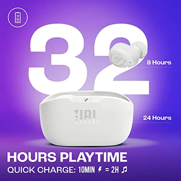 JBL Wave Buds – Kabellose In-Ear Ohrhörer mit IP54 und IPX2 Wasserdichtigkeit – Kraftvoller Bass und 32 Stunden Akkulaufzeit – In Weiß – Bild 4