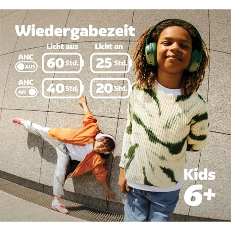 Fresh 'n Rebel Clam Junior Bluetooth-Kopfhörer für Kinder mit aktiver Geräuschunterdrückung, sicherem Klang (<85dB), LED-Lichteffekt, 60 Std. Spielzeit (Starry Sky) – Bild 3