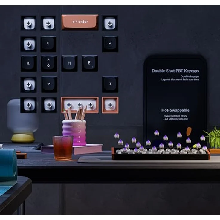 Keychron K6 HE Nebula Special Edition, Kabellose Mechanische Tastatur mit Gateron Double-Rail Magnetic Hall Effect Schaltern, Schwarz, RGB-Hintergrundbeleuchtung, 4000 mAh Akku – Bild 8