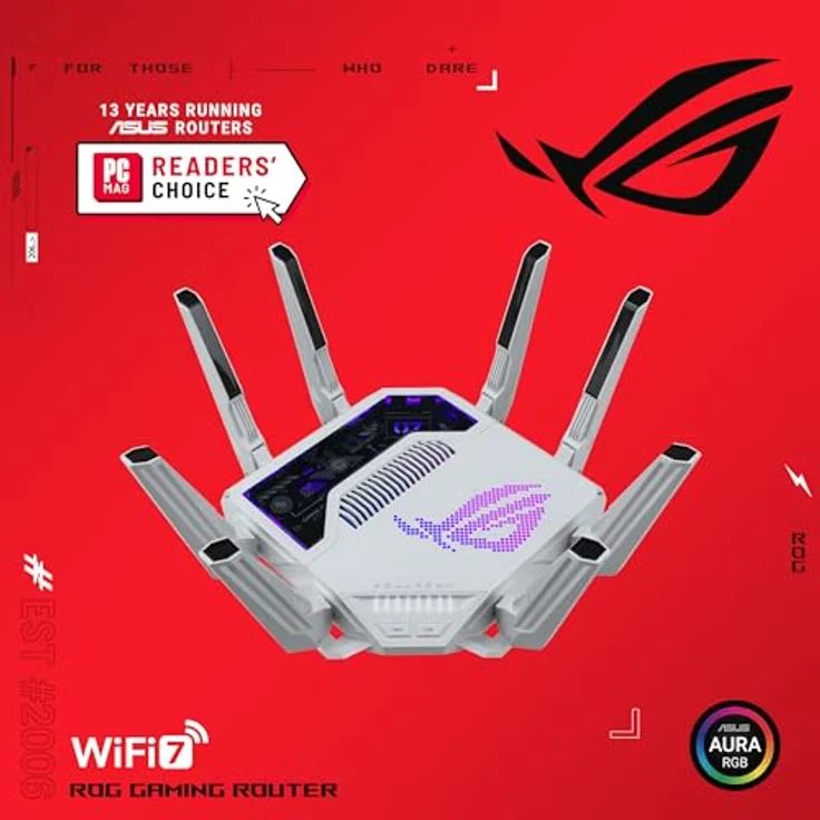 ASUS ROG Rapture GT-BE19000AI, Tri-Band WLAN-Router mit 19000 Mbps, KI-optimierte Spielbeschleunigung, weiss – Bild 9