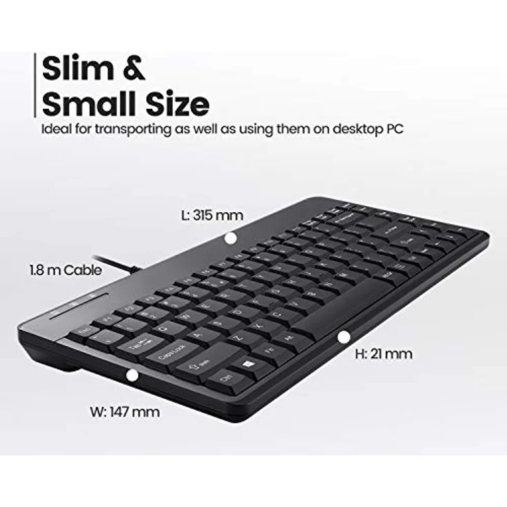 Perixx Tastatur mit USB Schwarz schwarz Mini – Bild 7