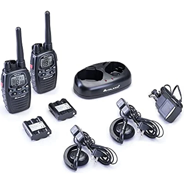 Midland G7 Pro PMR446 und LPD-Funkgeräte 2er Kofferset, C1090.18, mit VIBRACALL- und Freisprechfunktion, inkl. Duostandlader und MA 24 L Headsets, schwarz, G7 Pro 2er Kofferset: 16 Kanäle – Bild 3