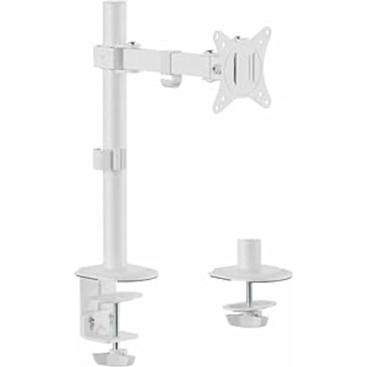 Equip 650166 17"-32" Gelenk-Monitor-Tischhalterung, weiß, Montagemöglichkeit: Klemme (10–85 mm) / Tülle (10–40 mm), Max. Tragkraft: 9Kg, Max. VESA: 100x100, Bildschirmdrehung: 360° – Bild 1