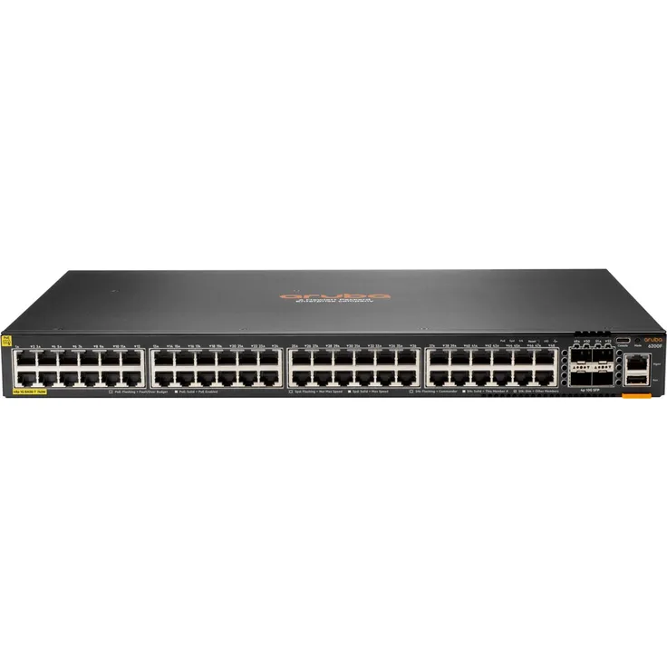 Aruba HPE Aruba Networking CX 6200F 48G Class-4 PoE 4SFP+ 740W Switch (EN) (48 Ports), Netzwerk Switch