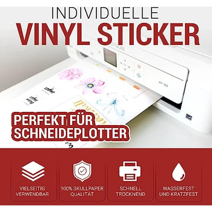 SKULLPAPER® Klebefolie Vinylfolie zum aufkleben und selbst gestalten - für Inkjet Tintenstrahldrucker (Transparent) – Bild 2