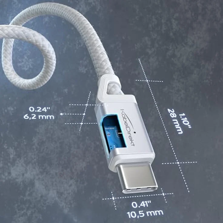 KabelDirekt USB-C-Kabel 1,5m, USB 2.0, 60W PD, flexibel und bruchfest, weiß – Bild 2