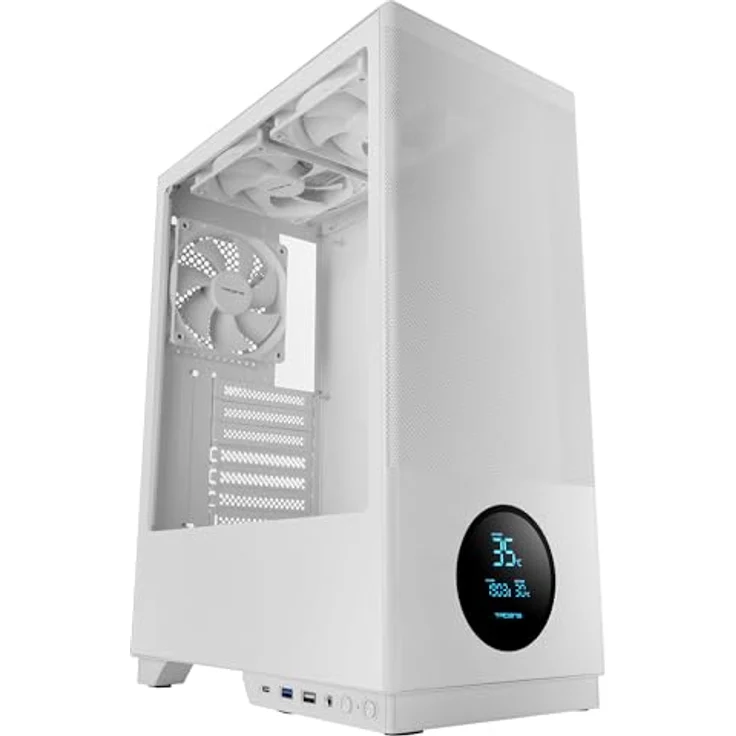 Tacens 2sagitta20w, Midi Tower PC-Gehäuse in Weiß, ATX/micro ATX/Mini-ITX, mit gehärtetem Glas, LED-Anzeigen und Flüssigkeitskühlungsfähigkeit – Bild 3