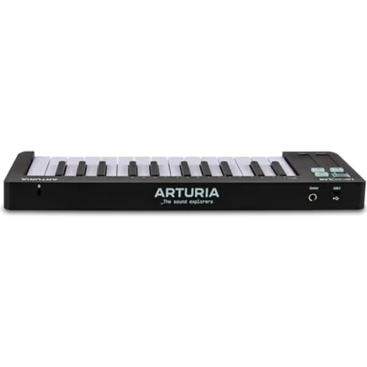 Arturia MicroLab mk3, kompaktes MIDI-Controller-Keyboard mit 25 anschlagsdynamischen Tasten, Dual Touch Strips, Akkordmodus und Sustain-Pedal-Input – Schwarz – Bild 4