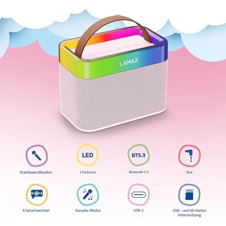 LAMAX KaraokeKid1 Pink, Karaoke-Mikrofon für Kinder mit benutzerfreundlicher Schnittstelle und leichtem Design – Bild 3