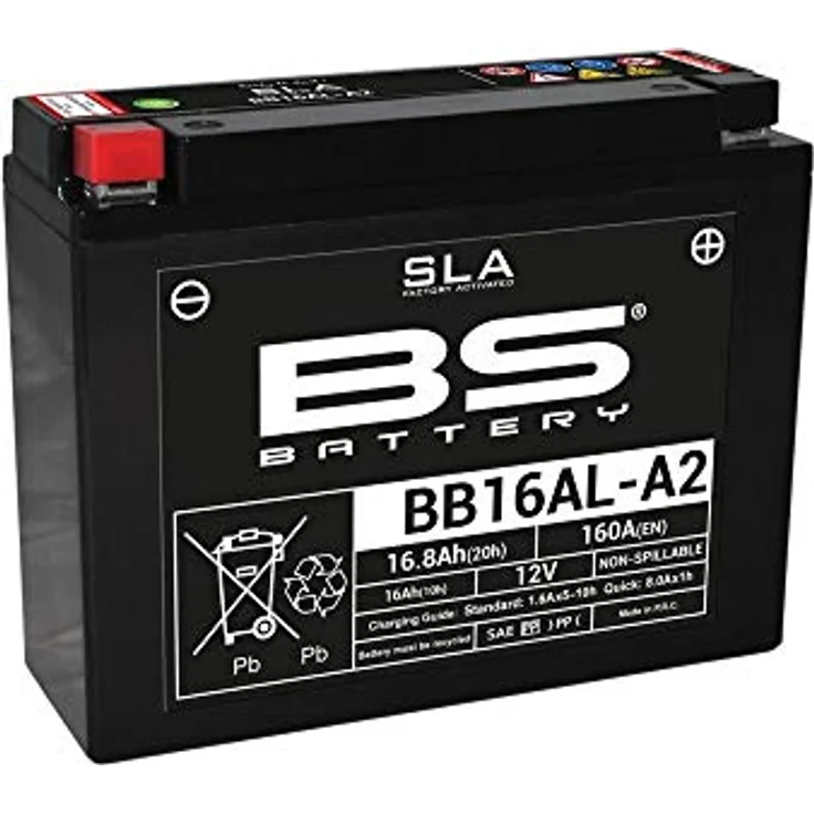 BS Battery BB16AL-A2, Wartungsfreie AGM-Batterie, 12V 16Ah, werkseitig aktiviert, hohe Vibrationsbeständigkeit – Bild 2
