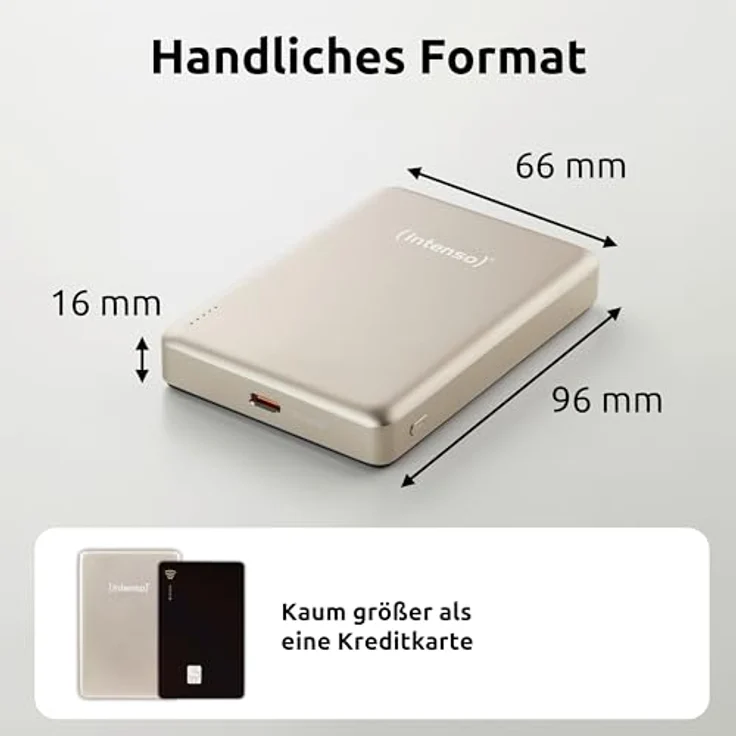 Intenso MW10000 Magnetische Powerbank 10000 mAh, MagSafe kompatibel, Wireless Charging 15W, USB-C PD 20W, geprüft in Deutschland, Champagner – Bild 5