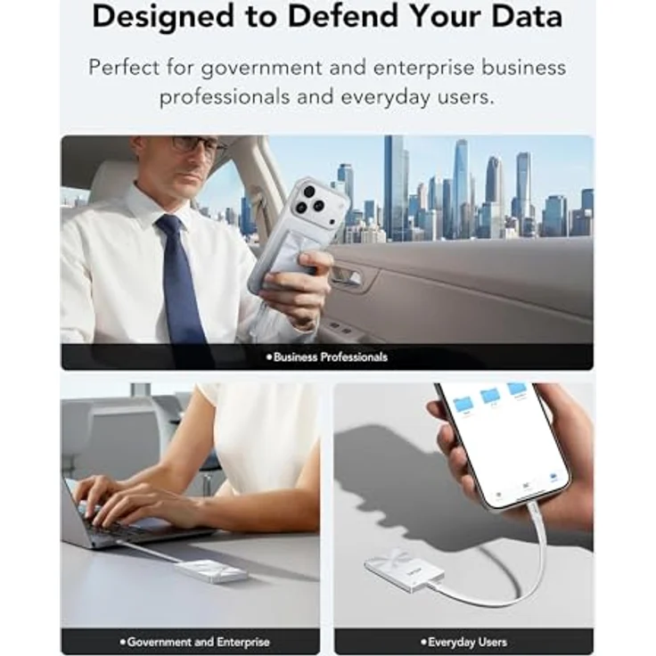 Lexar TouchLock Tragbare SSD 1TB, Externe USB 3.2 Gen2 SSD mit One-Touch-NFC-Verschlüsselung, Magnetisch, Fallschutz bis 2m, kompatibel mit iPhone 17/16, Tablet und PC – Bild 2