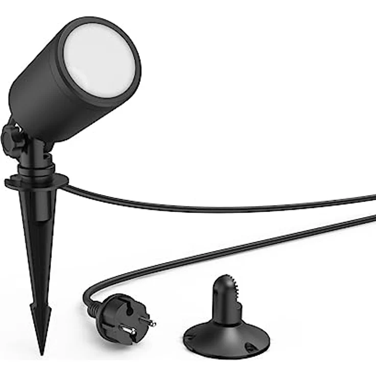 Hama Gartenlampe (LED Gartenstrahler mit Erdspieß, Außenleuchte IP65 wasserdicht, RGBW für farbige Gartenbeleuchtung + Farbwechsel, dimmbare Gartenleuchte schwenkbar, mit App, 7 W) schwarz – Bild 3