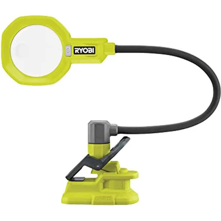 RYOBI 18 V ONE+ Akku-LED-Lupenleuchte RML18-0 (zwei Leuchtstufen mit 200 und 400 Lumen, 90 mm Linsendurchmesser, Vergrößerungsfunktion um das bis zu 2,25-fache, ohne Akku und Ladegerät)