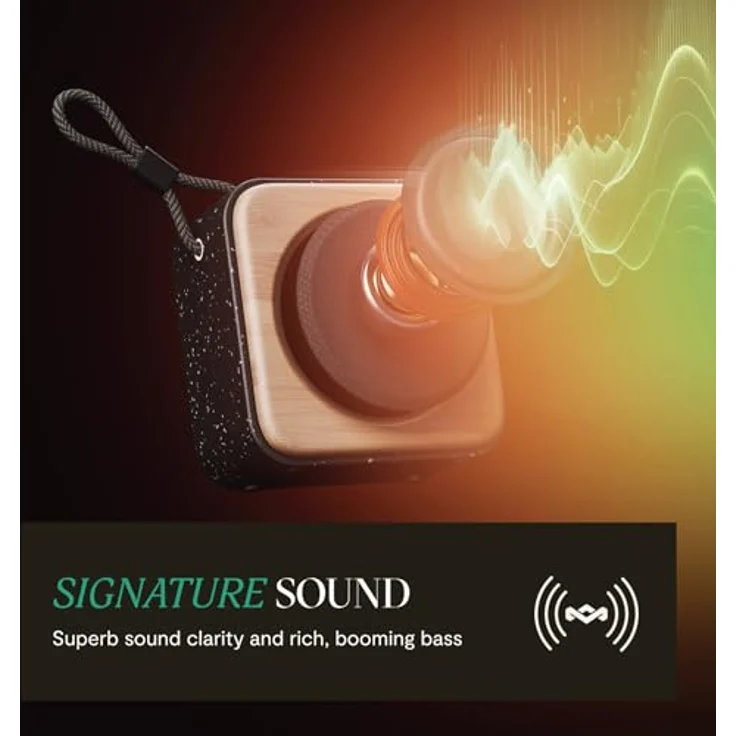 Marley Roots Bluetooth Lautsprecher – Tragbarer Mini Lautsprecher für Reisen & Outdoor, IP67 wasserdicht, 10 Stunden Spielzeit, Schwarz – Bild 2