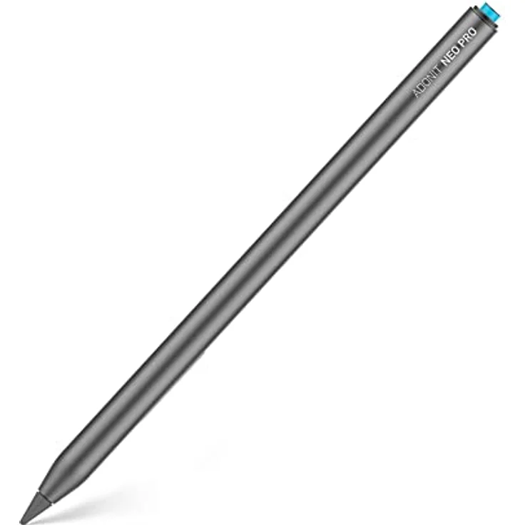 adonit Neo Pro Stylus Apple iPad Eingabestift mit magnetischer Befestigung [Kabelloses Laden am iPad, Extra Lange Akkulaufzeit, Handflächen-Erkennung, Austauschbare dünne Spitze] Space grau – Bild 1