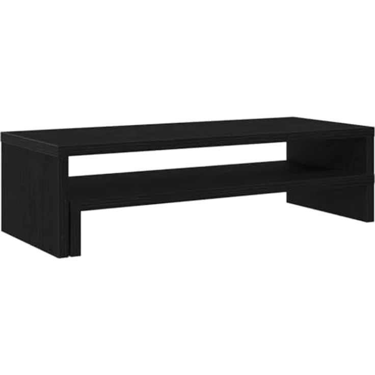 vidaXL Monitorständer Eichen-Optik, Holzwerkstoff, Monitorerhöhung mit Stauraum, Schwarz, 54x22x15 cm – Bild 1