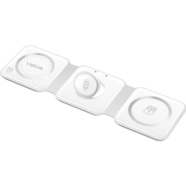 LogiLink PA0344 - Faltbare 3in1 Induktion Ladestation (kabellos) mit 15W, USB-C, für iPhone, Apple Watch und AirPods