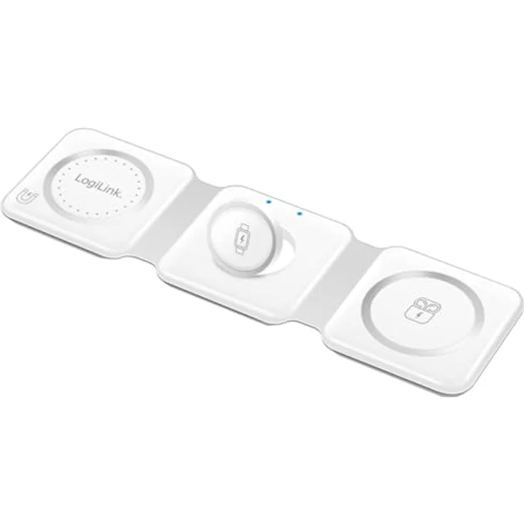 LogiLink PA0344 - Faltbare 3in1 Induktion Ladestation (kabellos) mit 15W, USB-C, für iPhone, Apple Watch und AirPods – Bild 1