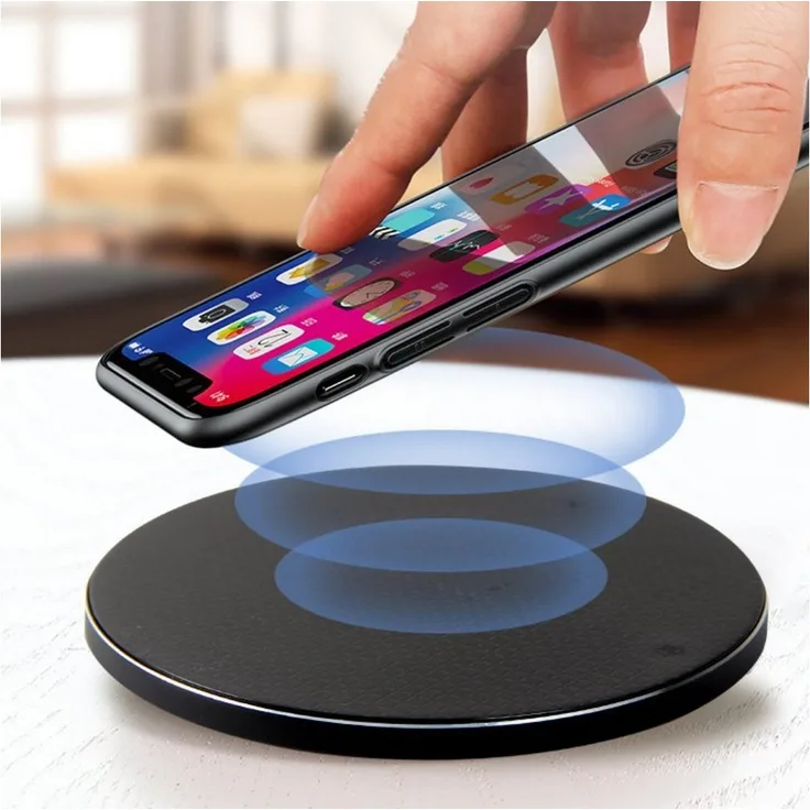 Alpha Electronics Qi Ladegerät für iPhone Wireless Charger Induktions-Ladegerät (Fast Charge, QI Ladestation) in elegantem Schwarz