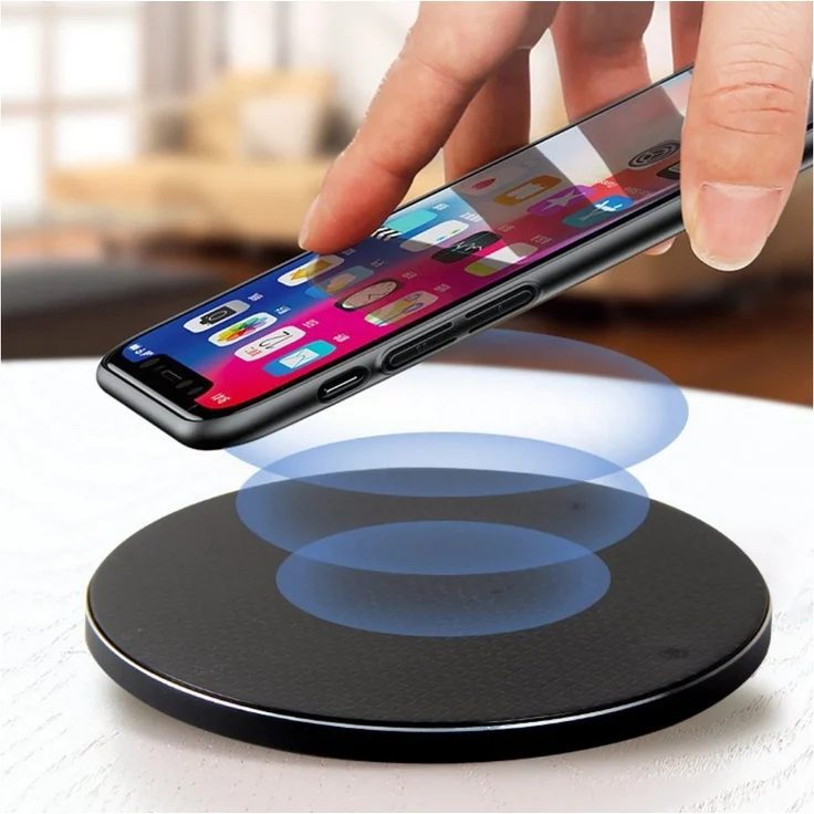 Alpha Electronics Qi Ladegerät für iPhone Wireless Charger Induktions-Ladegerät (Fast Charge, QI Ladestation) in elegantem Schwarz