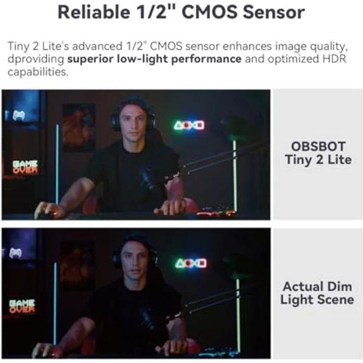 OBSBOT Tiny 2 Lite, 4K Webcam mit KI-Tracking, Gestensteuerung und 1080P@60fps HDR – Bild 5