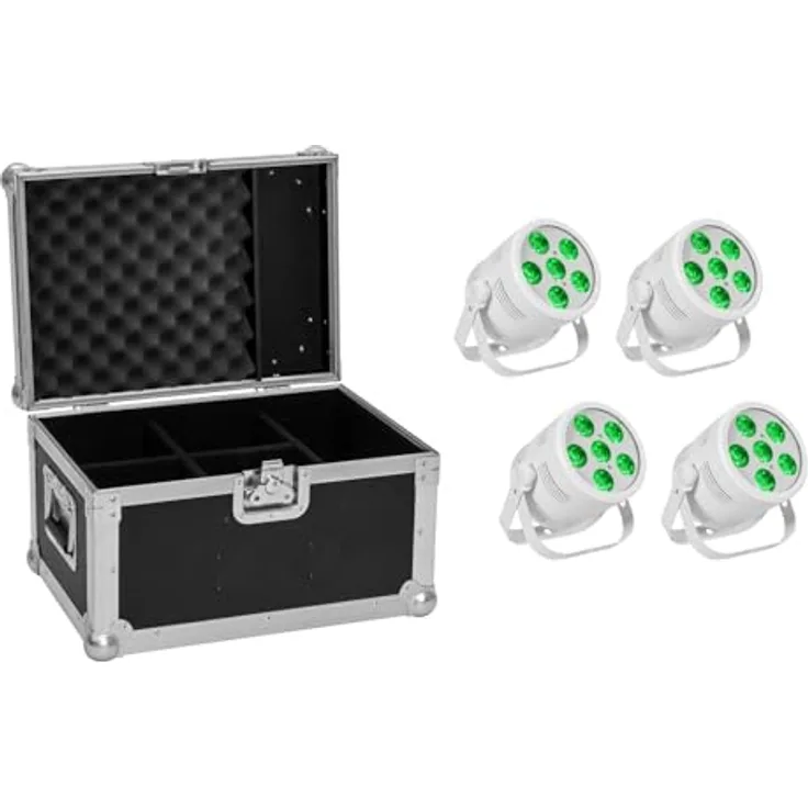 Eurolite Set 4x LED Silent PAR 6 QCL Floor, Lichtset mit leisen Scheinwerfern und praktischem Case