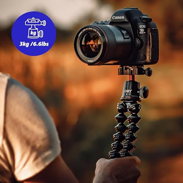JOBY GorillaPod 3K Pro Kit, Flexibles Profi-Stativ aus Aluminium mit Kugelkopf, QR-Platte, Made in Italy, für Premium CSC/Spiegellose Kamera, 3 kg Traglast, J91566-BWW – Bild 4