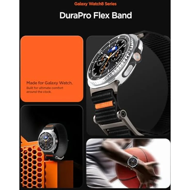 Spigen Dura Pro Flex Armband für Samsung Galaxy Watch 8 44mm/40mm, 8 Classic 46mm (2025) - Schwarz, leicht und atmungsaktiv mit robuster Schnalle – Bild 3