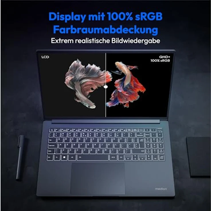 MEDION S10 MD62612 Laptop, 16 Zoll QHD+ 120Hz, Intel Core i5-13420H, 16GB RAM, 512GB SSD, 100% sRGB, FHD Webcam, WLAN, Win 11 – Bild 4