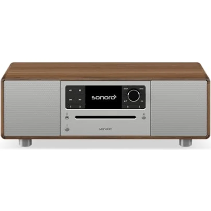 sonoro Prestige Kompaktanlage, CD Player, Bluetooth, Internetradio (UKW, WLAN, DAB Plus, Spotify, Deezer), Walnuss – Bild 1