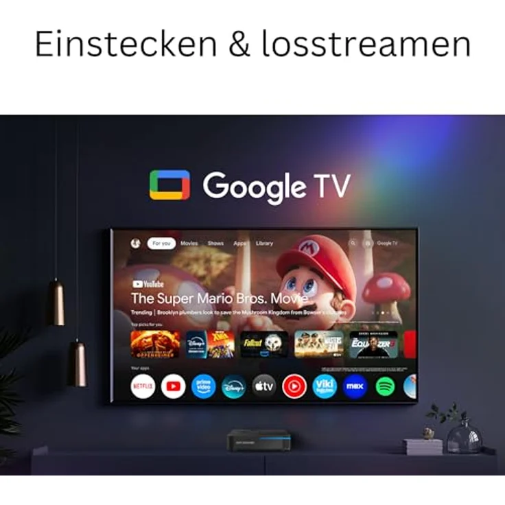 Orbsmart Streaming Box GX1 4K HDR10+ Smart Google TV Player | Dolby Vision & Atmos | AI-Features | 4GB RAM | WiFi 6 LAN USB | Chromecast | Netflix | Prime Video | Disney+ – Bild 2