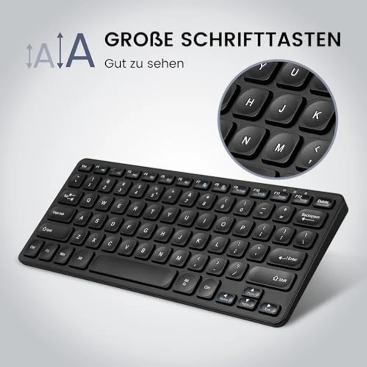 Perixx PERIBOARD-416 DE Kabelgebundene Mini USB Leise Tastatur mit 4 Hubs, X Type Scheren Taste, Groß gedruckte Tasten (schwarz) – Bild 5