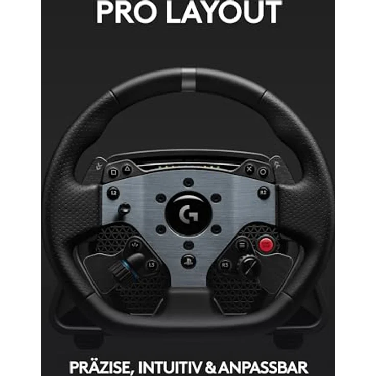 Logitech G PRO Rennlenkrad, Direktantrieb 11 Nm, TRUEFORCE Force Feedback, magnetische Schaltwippen, Doppelkupplung, OLED-Display, Schnellentriegelung, PRO Tastenlayout, Playstation & PC - Schwarz – Bild 4
