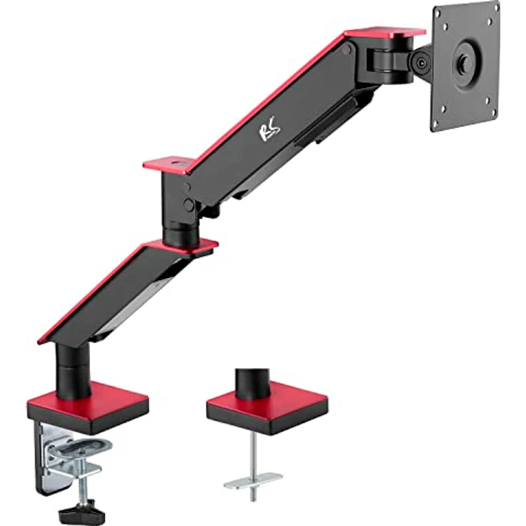 NanoRS RS162 Gaming Monitorhalterung Halterung für Gaming-Monitor 17-35" Doppelarm Tischhalterung Höhenverstellbar Schwenkbar Neigbar Max. 8kg VESA 75x75 / 100x100 – Bild 1
