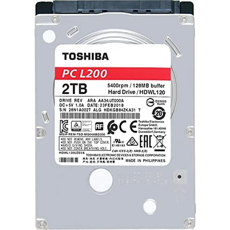 Toshiba L200 Laptop PC - Festplatte - 2 TB - intern - 2.5 Zoll (6.4 cm) - SATA 6Gb/s - 5400 rpm - Puffer: 128 MB (HDWL120UZSVA) – Bild 3