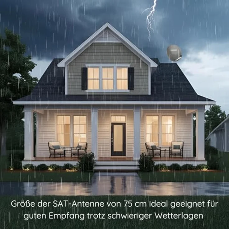 Schwaiger Satellitenanlage Set, Anthrazit Stahl, 75 cm Offset Antenne mit Quad LNB für 4 Teilnehmer – Bild 6