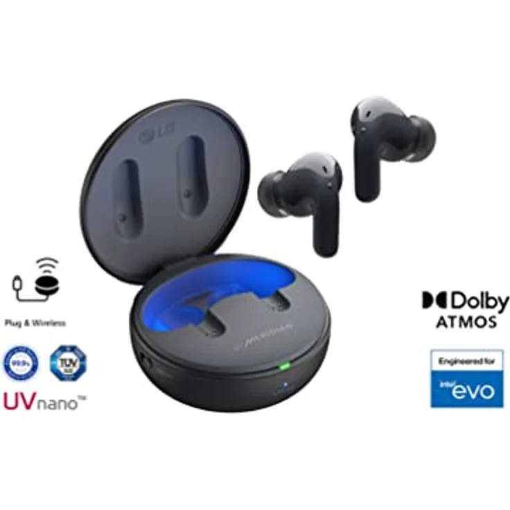 LG Tone Free T90 | True Wireless Bluetooth Kopfhörer | Dolby Atmos | Plug & Wireless | Active Rauschunterdrückung | UVnano | TONE-T90Q.CEUFLBK – Bild 2