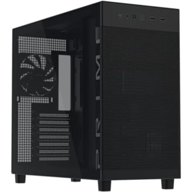 ASUS Prime AP303 Tempered Glass Panel ATX PC-Gehäuse, Schwarz, mit 360 mm Radiatorunterstützung und optimalem Kabelmanagement