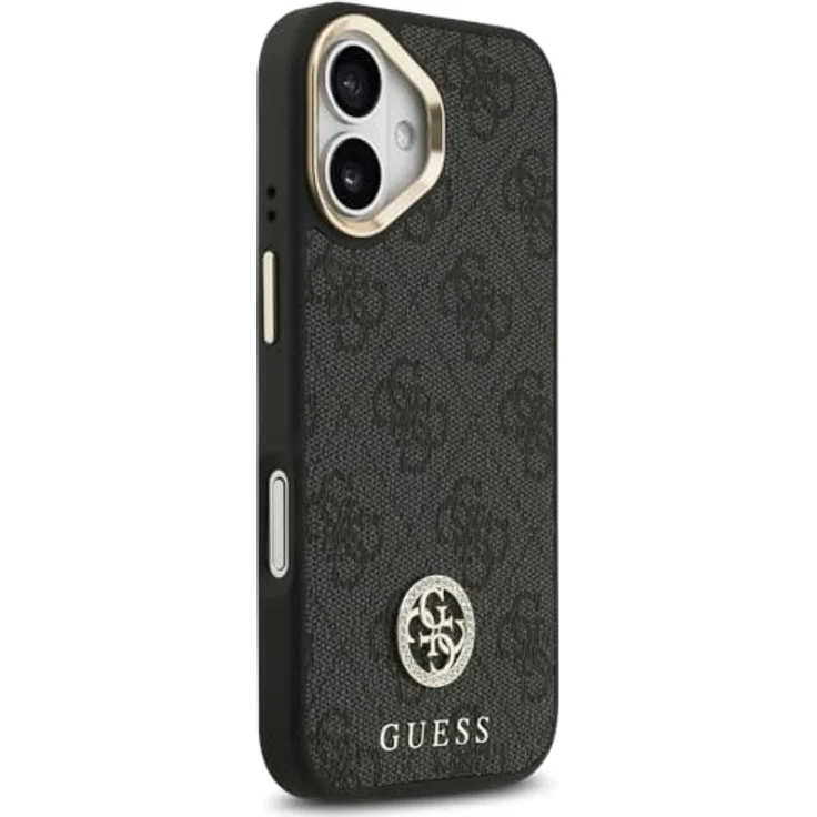 CG MOBILE Guess 4G Strass-Logo Hülle mit großen Metallknöpfen, kompatibel mit MagSafe für iPhone 17, Schwarz – Bild 4