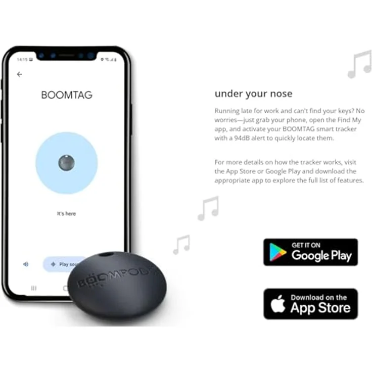 Boompods Boomtag Schlüsselfinder, Mini GPS Tracker aus Ozeanplastik, Bluetooth kompatibel mit Android & Apple, Gegenstandsfinder für Schlüssel und Haustiere, Grau – Bild 5