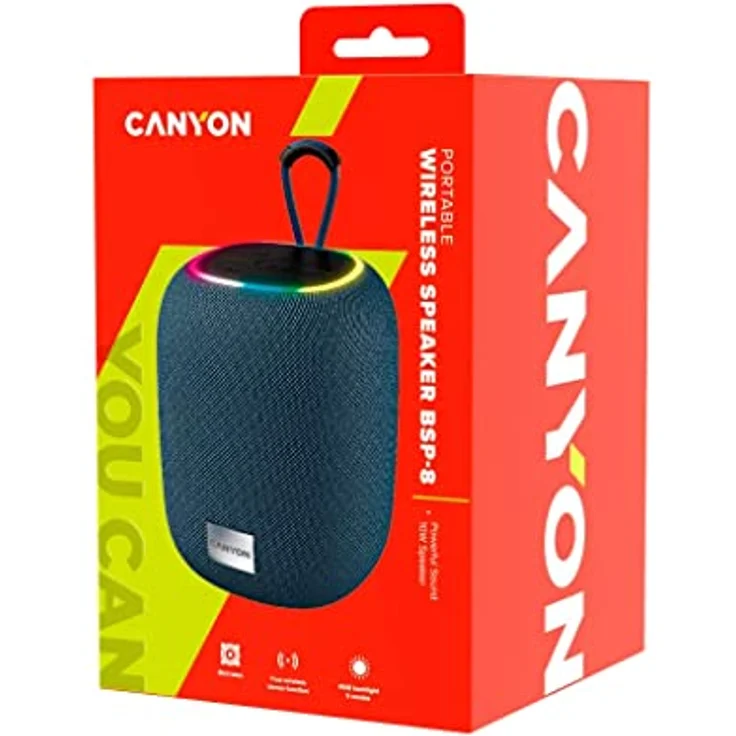 CANYON Bluetooth-Lautsprecher BSP-8 grau, 10 W Leistung, BT 5.2, RGB-Hintergrundbeleuchtung, TWS-Funktion – Bild 5